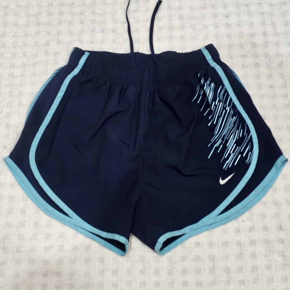 Nike Women's Dark Blue and Teal Athletic Shorts - Picture 3 of 7